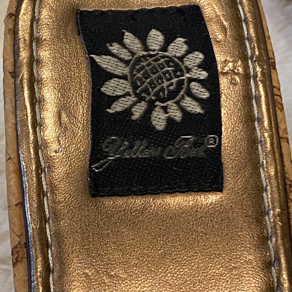 Yellow Box Bronze Platform Cork Wedge Sandals Woven Crystal Buckle Size 8? VGC - Picture 7 of 10